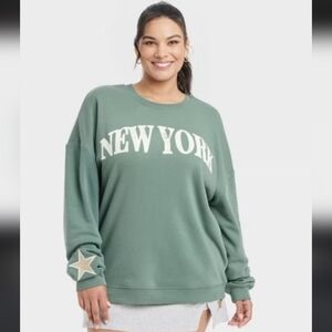 New York graphic crewneck sweatshirt, green, size XXL